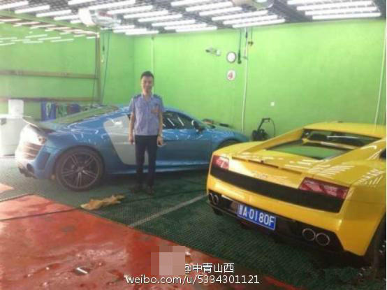 　　做好保养后，公交哥驾驶兰博基尼回家了，奥迪先放在美容中心吧！