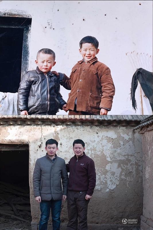 　　春节回家看到儿时在奶奶家院子里拍的一张照片，还是那座老房子，还是俩亲兄弟，不变的是墙上的痕迹，增添的是眼角的皱纹。岁月让我们成长，你是否变成了自己想要的模样？（网友 杰克431）