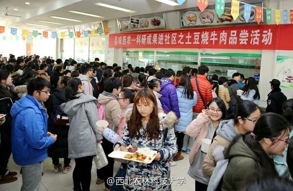 同学们排队领餐。