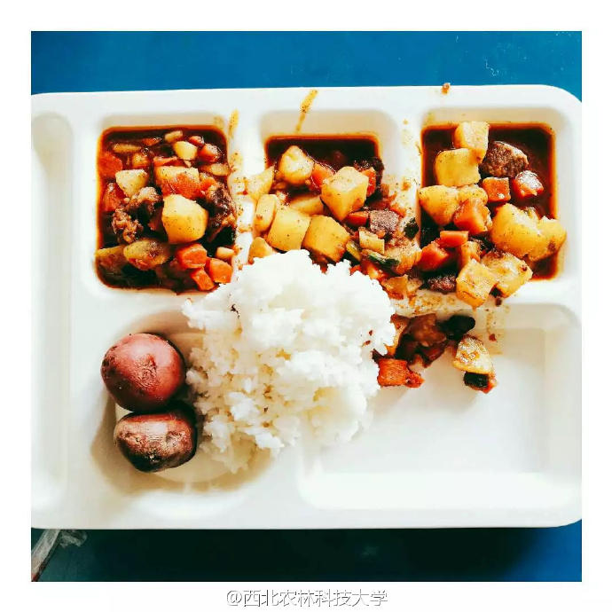 同学们晒土豆烧牛肉。