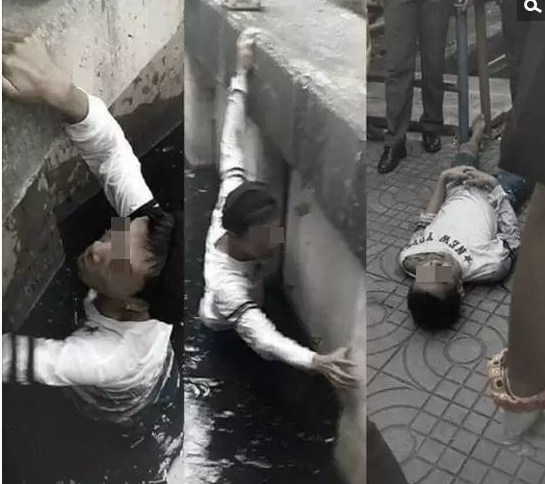 　　警察到场后，该河道被围得人山人海，但无人救援，落水者趴在河道中，腹部积满了脏水，当场死亡。